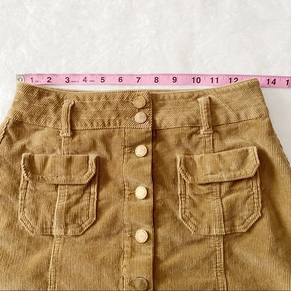 Corduroy Button Down Cargo Pocket Mini Skirt - Picture 4 of 11